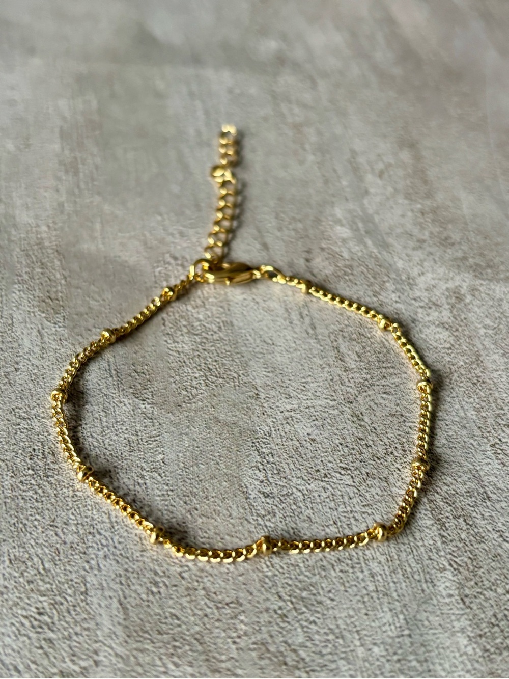 Gold Tone Beaded Chain Anklet - Women Jewelry